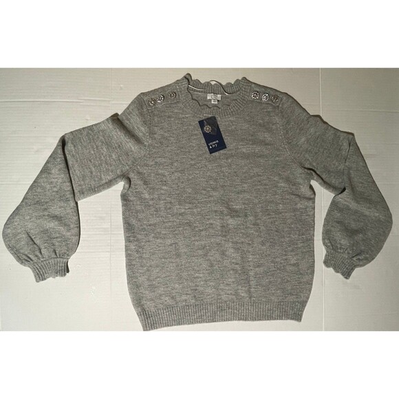 crown & ivy Sweaters - Crown & Ivy Petite XL Button Shoulder Crew Neck Sweater new with tags